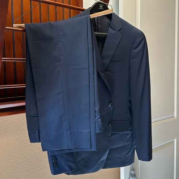 Joseph Abboud Modern Suit 38 R Navy Wool Suit Jacket Sport Coat Pants Slim Fit - Picture 4 of 11